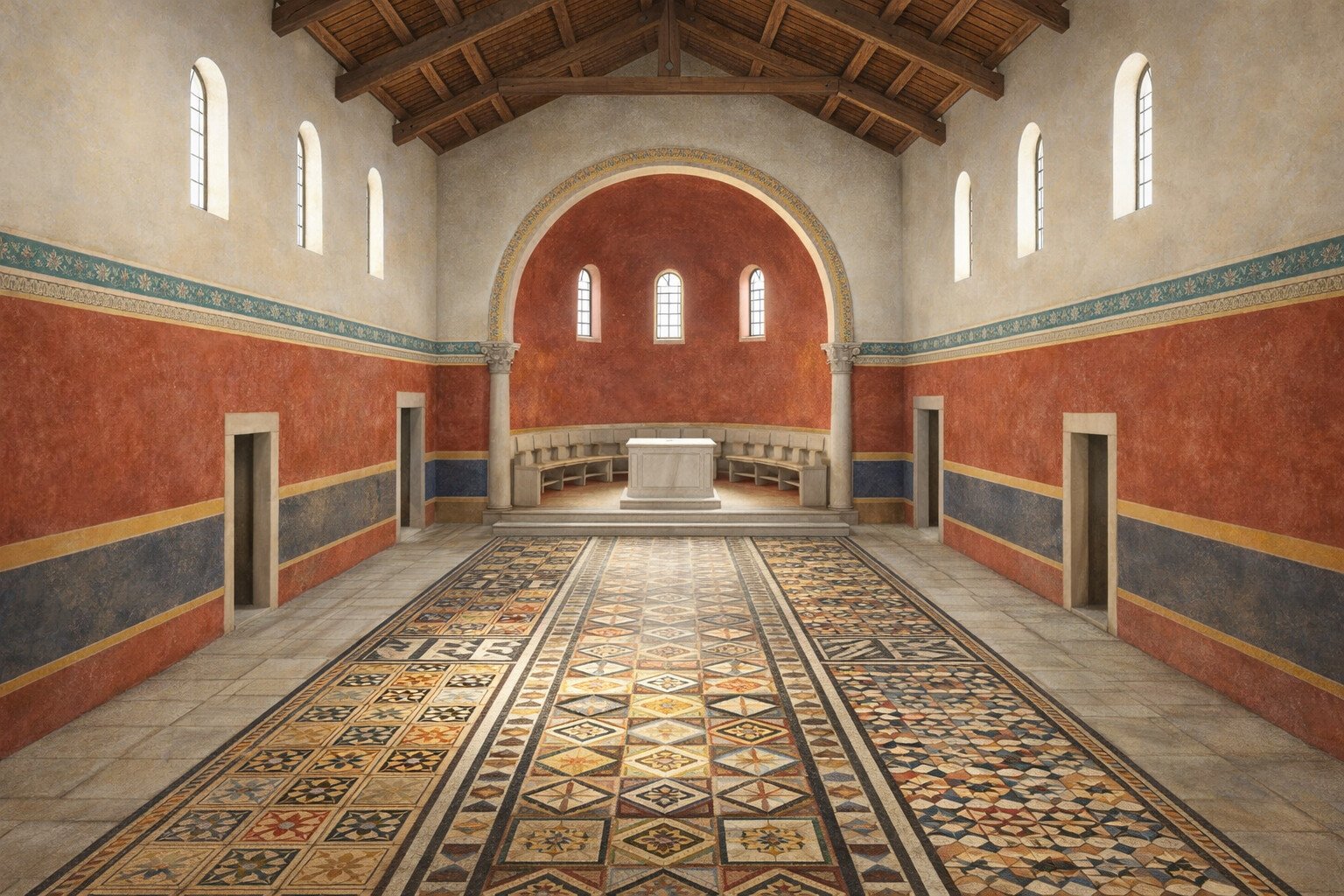 Ricostruzione dell'interno della basilica